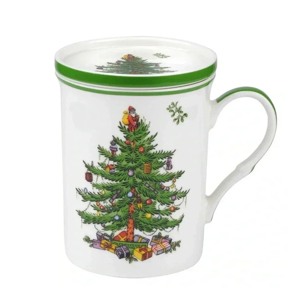 SPODE Christmas Tree 14 oz Mug & 4" Coaster Set Microwave/Freezer Safe NIB - Picture 5 of 6